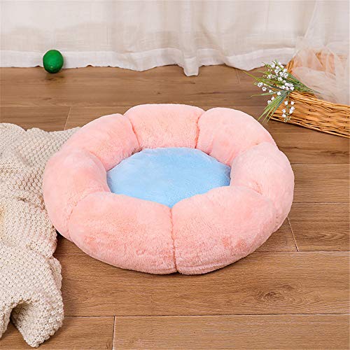FANSU Hundebett Rund Hundekissen Plüsch weichem Hundesofa rutschfest Base Katzenbett Größe und Farbe wählbar (Pink Blau,40cm) von FANSU