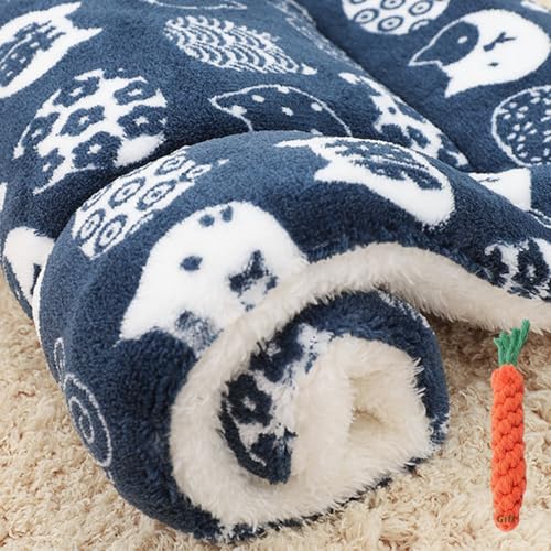 FANSU Hundebett Waschbar Flanell Lambswool Katzenbett Flauschig Hundebetten, Weiche Beruhigende Haustierbett Abnehmbar und Waschbar für Kleine Mittlere Hunde (69x52cm,Blaue Katze) von FANSU