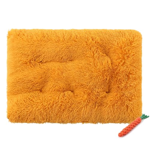 FANSU Hundebett Waschbar Katzenbett Flauschig Hundebetten, Weiche Beruhigende Haustierbett Abnehmbar und Waschbar für Kleine Mittlere oder große Hunde (L-80X55CM,Gelb) von FANSU