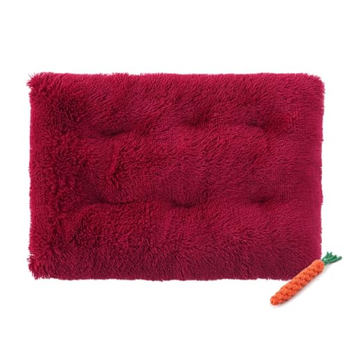 FANSU Hundebett Waschbar Katzenbett Flauschig Hundebetten, Weiche Beruhigende Haustierbett Abnehmbar und Waschbar für Kleine Mittlere oder große Hunde (S-55X40CM,Burgunderrot) von FANSU