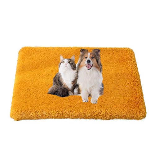 FANSU Hundebett Waschbar Katzenbett Flauschig Hundebetten Weiche Beruhigende Haustierbett Abnehmbar und Waschbar für Kleine Mittlere oder große Hunde (100X75X10CM,Goldgelb) von FANSU