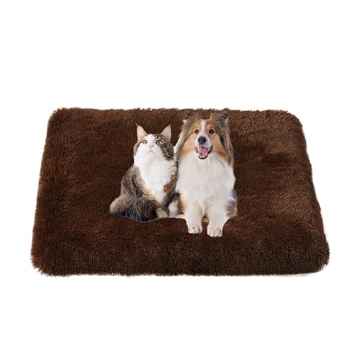 FANSU Hundebett Waschbar Katzenbett Flauschig Hundebetten Weiche Beruhigende Haustierbett Abnehmbar und Waschbar für Kleine Mittlere oder große Hunde (120X75X10CM,Kaffee) von FANSU