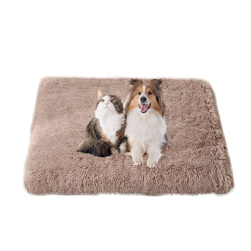 FANSU Hundebett Waschbar Katzenbett Flauschig Hundebetten Weiche Beruhigende Haustierbett Abnehmbar und Waschbar für Kleine Mittlere oder große Hunde (75X50X10CM,Beige Braun) von FANSU