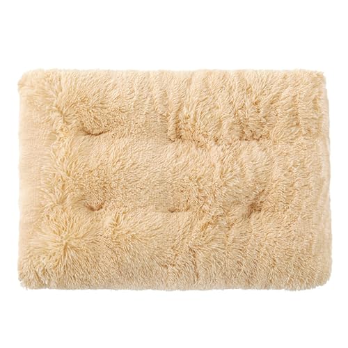 FANSU Hundebett Waschbar Katzenbett Flauschig Hundebetten Weiche Beruhigende Haustierbett Abnehmbar und Waschbar für Kleine Mittlere oder große Hunde (L-80X55CM,Hellbraun) von FANSU