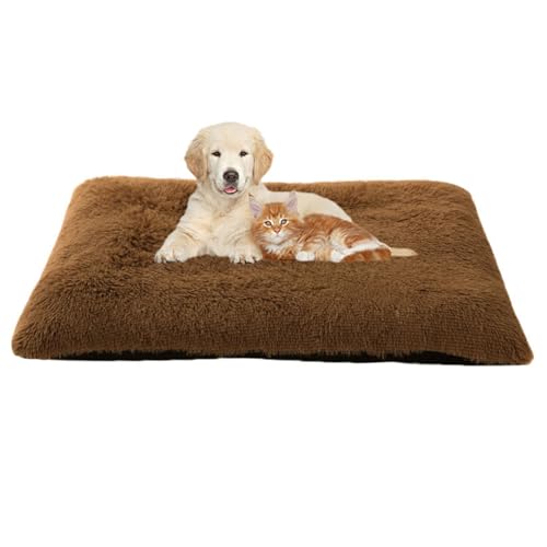 FANSU Hundebett Waschbar Katzenbett Flauschig Hundebetten Weiche Beruhigende Haustierbett Abnehmbar und Waschbar für Kleine Mittlere oder große Hunde (s-53x38cm,Curry dunkel) von FANSU