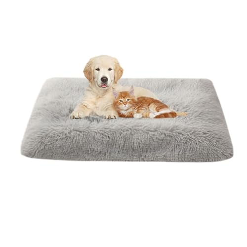 FANSU Hundebett Waschbar Katzenbett Flauschig Hundebetten Weiche Beruhigende Haustierbett Abnehmbar und Waschbar für Kleine Mittlere oder große Hunde (s-53x38cm,hellgrau) von FANSU