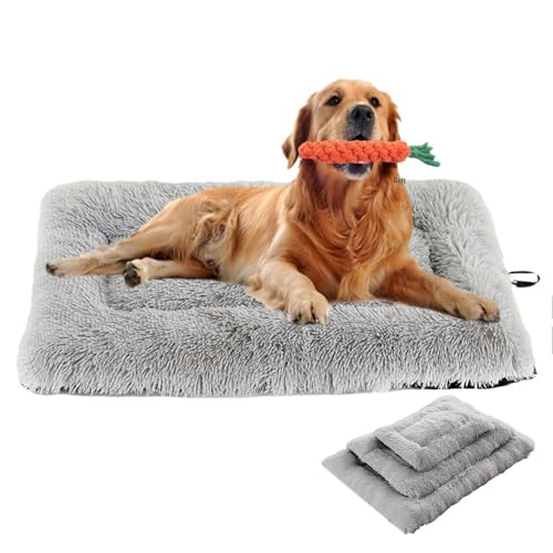 FANSU Hundebett Waschbar Katzenbett Flauschig Hundebetten Weiche Hunde Bett Beruhigende Haustierbett Abnehmbar und Waschbar für Kleine Mittlere Großer Hunde (110x80CM,Hellgrau) von FANSU