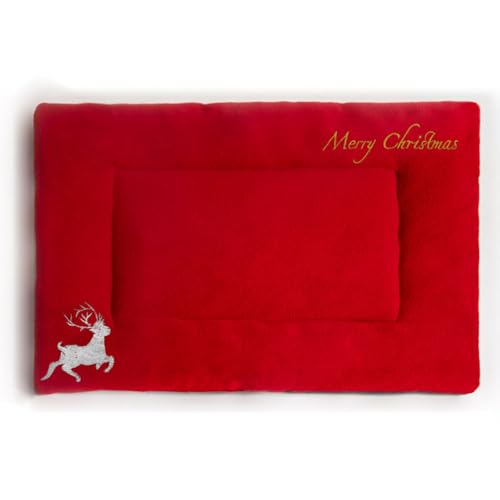 FANSU Hundebett Waschbar Katzenbett Weihnachtselch Flauschig Hundebetten, Weiche Beruhigende Haustierbett Abnehmbar und Waschbar für Kleine Mittlere Hunde (100x75cm,Rosa) von FANSU