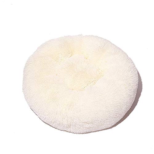 FANSU Hundebett rund Hundekissen Plüsch weichem Hundesofa rutschfest Base Katzenbett Donut Größe und Farbe wählbar (Cremig gelb,100CM) von FANSU