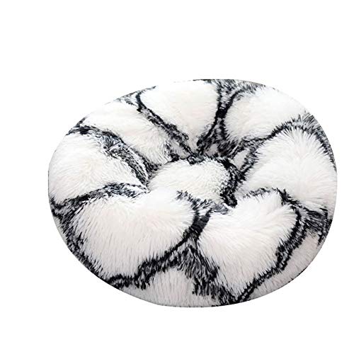 FANSU Hundebett rund Hundekissen Plüsch weichem Hundesofa rutschfest Base Katzenbett Donut Größe und Farbe wählbar (Schwarz und weiß,70CM) von FANSU