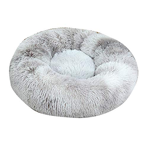 FANSU Hundebett rund Hundekissen Plüsch weichem Hundesofa rutschfest Base Katzenbett Donut Größe und Farbe wählbar (Tie-Dye grau,60CM) von FANSU
