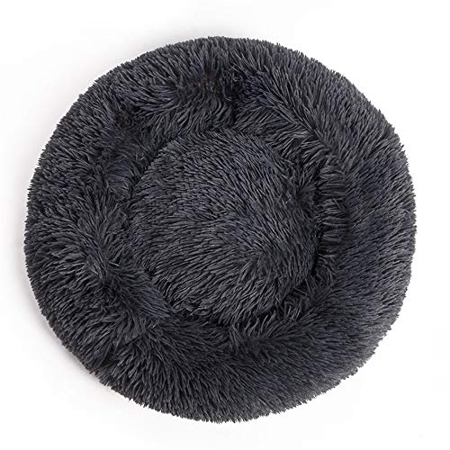 FANSU Hundebett rund Hundekissen Plüsch weichem Hundesofa rutschfest Base Katzenbett Donut Größe und Farbe wählbar (schwarz,50CM) von FANSU