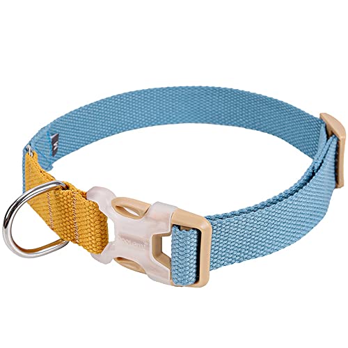 FANSU Hundehalsband Verstellbares, Weich & Komfort Atmungsaktives Nylon Hunde Halsband für Mädchen oder Jungen für Kleine Mittlere Große Hunde Welpen Katzen (braun blau,M) von FANSU