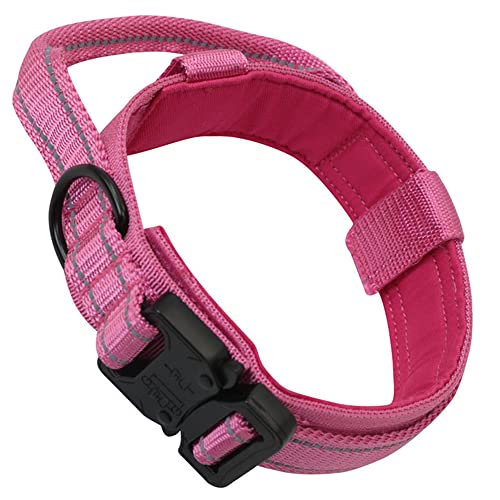 FANSU Hundehalsband Verstellbares, Weich & Komfort Atmungsaktives Nylon Hunde Halsband für Mädchen oder Jungen für Kleine Mittlere Große Hunde Welpen Katzen (rosarot,L) von FANSU