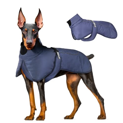 FANSU Hundemantel Für Großer Hunde Hundemantel 9-50KG Grosse Hunde Hundemantel Warme Hundejacke Winter Haustier Jacken Wattierte Kleidung (XL,Marineblau) von FANSU