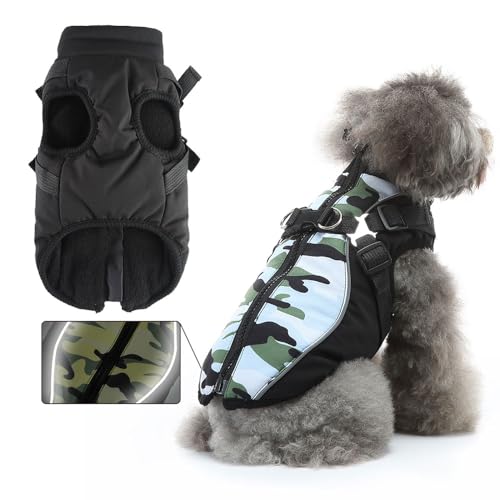 FANSU Hundemantel Für Kleine Hunde, Hundemantel Grosse Hunde, Tarnfarbe Hundemantel Welpen Warme Hundejacke Winter Haustier Jacken Wattierte Kleidung (XL,Himmelblau) von FANSU