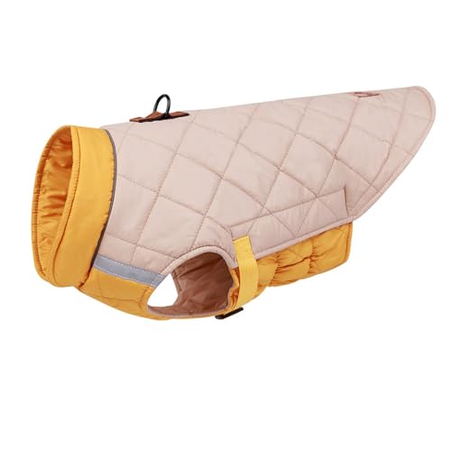 FANSU Hundemantel Winter Wasserdicht, Warme Hundejacke Wasserdic Herbst Haustier Jacken Mit Reflektierend für Kleine Hunde Mittlere Hunde Große Hunde (4XL,Beige Gelb) von FANSU