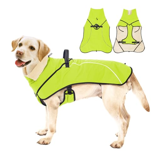 FANSU Hundemantel Winter Wasserdicht, Warme Hundejacke Wasserdic Herbst Haustier Jacken Mit Reflektierend für Mittlere Hunde Große Hunde (3XL,211 Grün) von FANSU