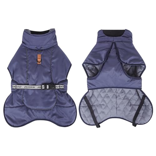 FANSU Hundemantel Winter Wasserdicht, Warme Hundejacke Wasserdic Herbst Haustier Jacken Mit Reflektierend für Mittlere Hunde Große Hunde (XL,Marineblau) von FANSU