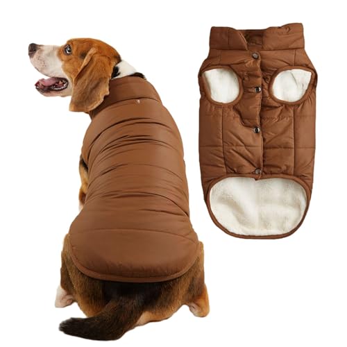 FANSU Hundemantel Winter Wasserdicht, Warme Hundejacke Wasserdicht Herbst Haustier Jacken Wattierte Kleidung für Kleine Hunde Mittlere Hunde Große Hunde (2XL,Braun) von FANSU