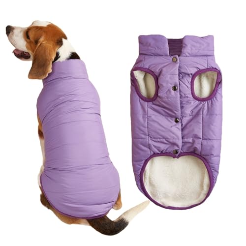 FANSU Hundemantel Winter Wasserdicht, Warme Hundejacke Wasserdicht Herbst Haustier Jacken Wattierte Kleidung für Kleine Hunde Mittlere Hunde Große Hunde (XL,Taro Violett) von FANSU