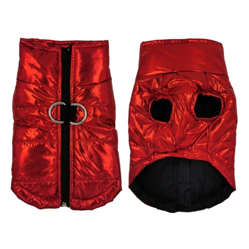 FANSU Hundemantel Winter Wasserdicht Hochglanzdesign, Warme Hundejacke Wasserdicht Herbst Haustier Jacken Wattierte Kleidung für Kleine Hunde Mittlere Hunde Große Hunde (XL,Rot) von FANSU