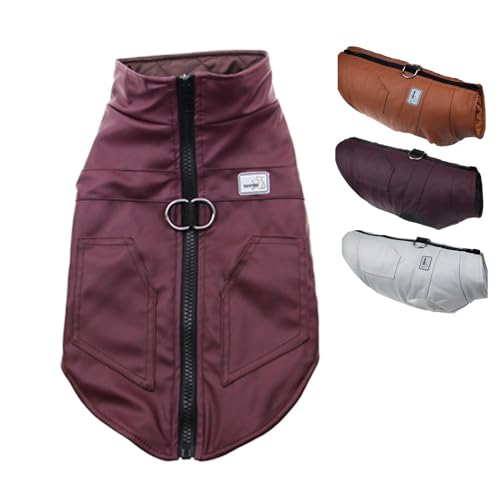 FANSU Hundemantel für Großer Hundem, Hundemantel 5-30KG Grosse Hunde Hundemantel Warme Hundejacke Winter Haustier Jacken Wattierte Kleidung (XL,Burgunderrot) von FANSU
