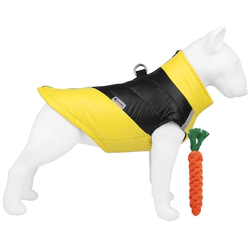 FANSU Hundemantel für Großer Hundem, Hundemantel Winter 1.5-30kg Klein Mittelgroßer Grosse Hunde Hundemantel Warme Hundejacke Haustier Jacken Wattierte Kleidung (XL,Gelb) von FANSU
