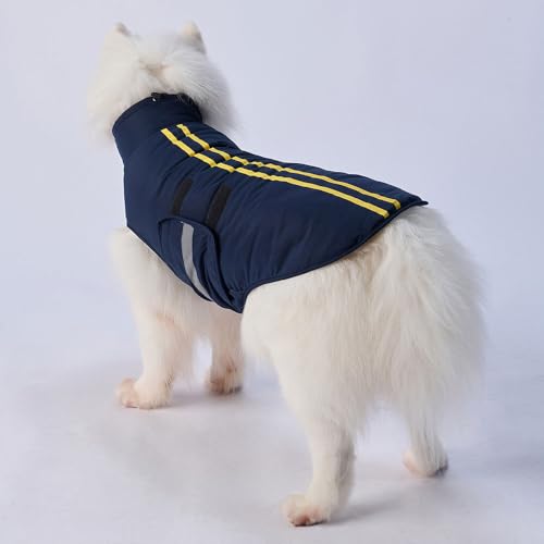 FANSU Hundemantel für Großer Hundem, Hundemantel Winter 2-28KG Klein Mittelgroßer Grosse Hunde Hundemantel Warme Hundejacke Haustier Jacken Wattierte Kleidung (2XL,Marineblau) von FANSU