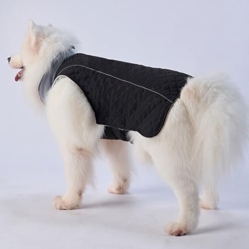 FANSU Hundemantel für Großer Hundem, Hundemantel Winter 2-28KG Klein Mittelgroßer Grosse Hunde Hundemantel Warme Hundejacke Haustier Jacken Wattierte Kleidung (2XL,Schwarz Grau) von FANSU