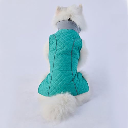 FANSU Hundemantel für Großer Hundem, Hundemantel Winter 2-28KG Klein Mittelgroßer Grosse Hunde Hundemantel Warme Hundejacke Haustier Jacken Wattierte Kleidung (L,Türkisgrün) von FANSU