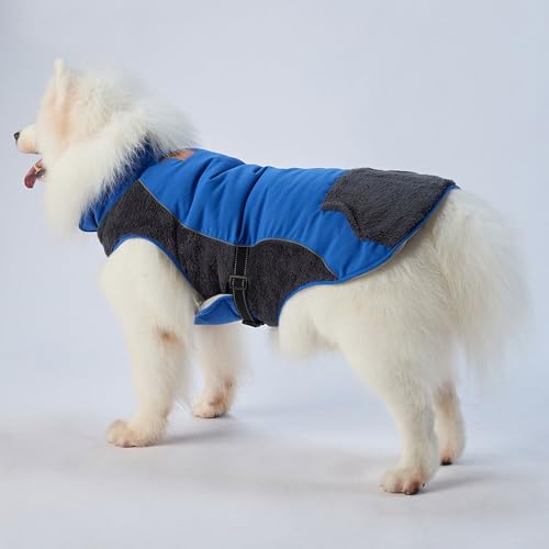 FANSU Hundemantel für Großer Hundem, Hundemantel Winter 2-28KG Klein Mittelgroßer Grosse Hunde Hundemantel Warme Hundejacke Haustier Jacken Wattierte Kleidung (XL,Blau) von FANSU