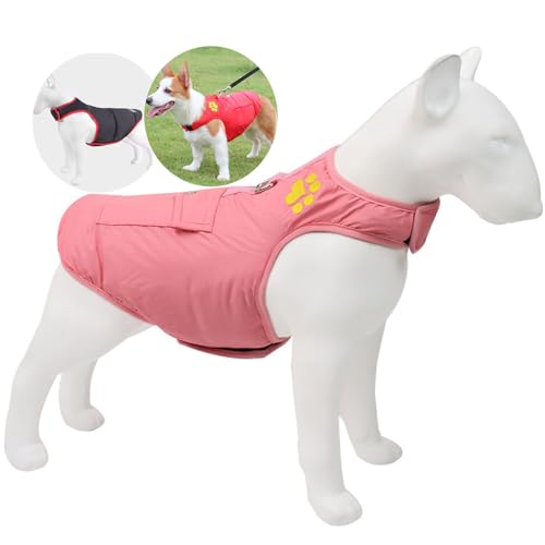 FANSU Hundemantel für Großer Hundem, Hundemantel Winter 2-30KG Klein Mittelgroßer Grosse Hunde Hundemantel Warme Hundejacke Haustier Jacken Wattierte Kleidung (XS,Rosa Schwarz) von FANSU