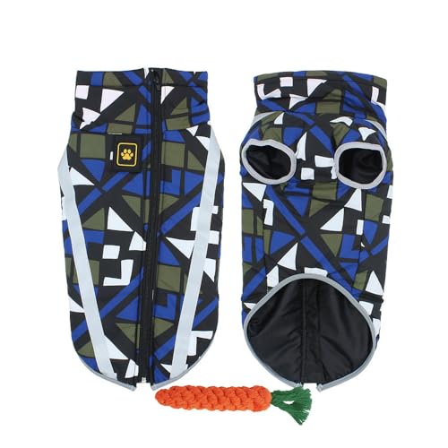 FANSU Hundemantel Winter 6.5-37.5kg Großer Hundemantel Warme Hundejacke Wattierte Kleidung 3XL Geometrisch Blau von FANSU