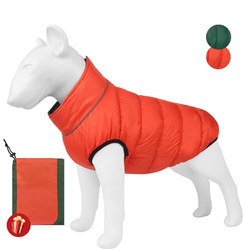 FANSU Hundemantel für Hunde 5.5-30KG Hundemantel Warme Reversible Hundejacke Winter Haustier Jacken Wattierte Kleidung für Kleine Hunde Mittelgroße Hunde Große Hunde (4XL,Rot Grün) von FANSU