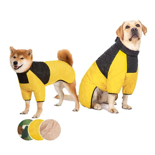 FANSU Hundemantel für Mittel Großer Hundem, Hundemantel 5-40KG Grosse Hunde Hundemantel Warme Hundejacke Winter Haustier Jacken Wattierte Kleidung (2XL,Gelb) von FANSU