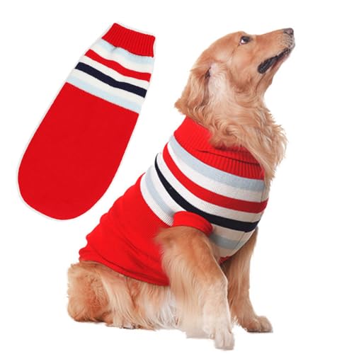 FANSU Hundepullover 0.5-40KG Hunde Pullover, Waschbar Hundepulli Strick Pullover Hunde Shirt Elastisch Wärme Hunde Pullis, Strickpullover für Corgi Dackel (#16,Rot) von FANSU