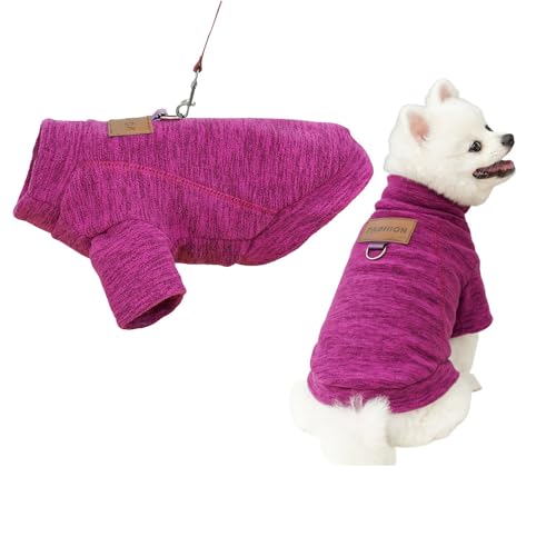 FANSU Hundepullover Kleine Hunde, Hunde Pullover Waschbar Hundepulli, Strick Pullover Hunde Shirt Elastisch Wärme Hunde Pullis, Strickpullover mit Beinen für Corgi Dackel XS-6XL (L,Lila) von FANSU