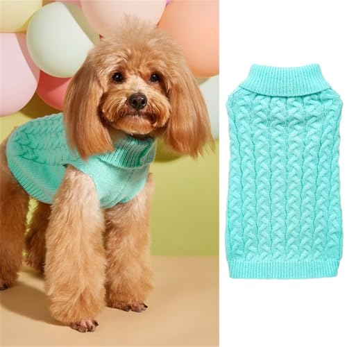 FANSU Hundepullover Kleine Hunde, Hunde Pullover Waschbar Hundepulli, Weich Einfarbig Strickpullover Hunde Shirt Elastisch Warmer Hunde Pullis, Strickpullover mit Beinen (S,Blau) von FANSU
