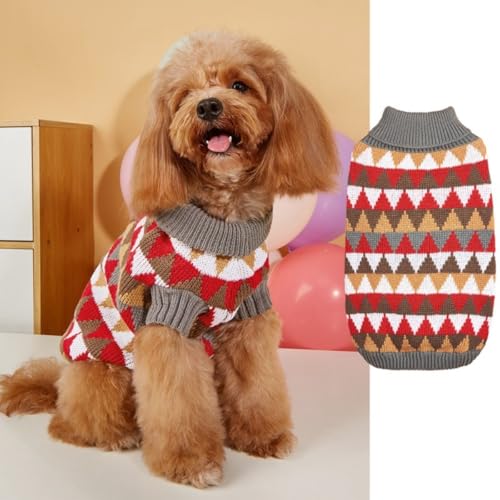 FANSU Hundepullover Kleine Hunde, Vintage-Preppy-Stil Hunde Pullover Waschbar Hundepulli Weich Strickpullover Elastisch Warmer Hunde Pullis, Strickpullover mit Beinen (Braun,M) von FANSU