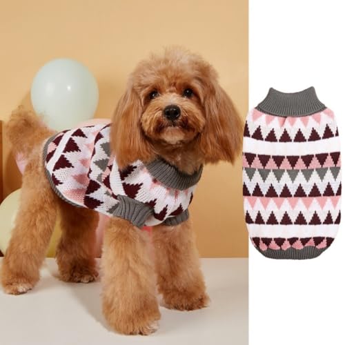 FANSU Hundepullover Kleine Hunde, Vintage-Preppy-Stil Hunde Pullover Waschbar Hundepulli Weich Strickpullover Elastisch Warmer Hunde Pullis, Strickpullover mit Beinen (Rosa,L) von FANSU
