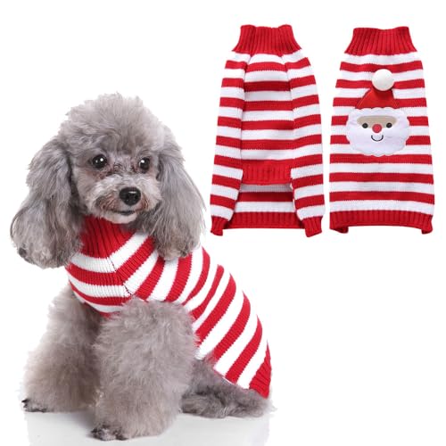 FANSU Hundepullover Kleine Hunde, Weihnachtstag Hunde Pullover Waschbar Hundepulli, Strick Pullover Hunde Shirt Elastisch Wärme Hunde Pullis, Strickpullover für Corgi Dackel (L,Der Weihnachtsmann) von FANSU