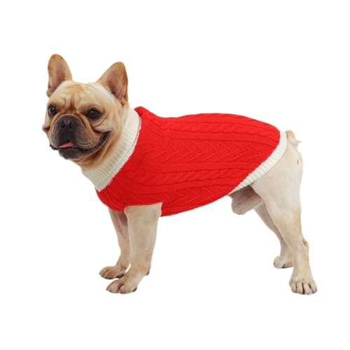 FANSU Hundepullover Twist Weaving Hunde Pullover Waschbar Hundepulli, Strick Pullover Hunde Shirt Elastisch Wärme Hunde Pullis, Strickpullover für Corgi Dackel (M,Grau Beige) von FANSU