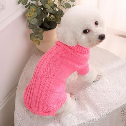 FANSU Hundepullover Twist Weaving Hunde Pullover Waschbar Hundepulli Strick Pullover Hunde Shirt Elastisch Wärme Hunde Pullis, Strickpullover für Corgi Dackel (L #8,Rosa) von FANSU