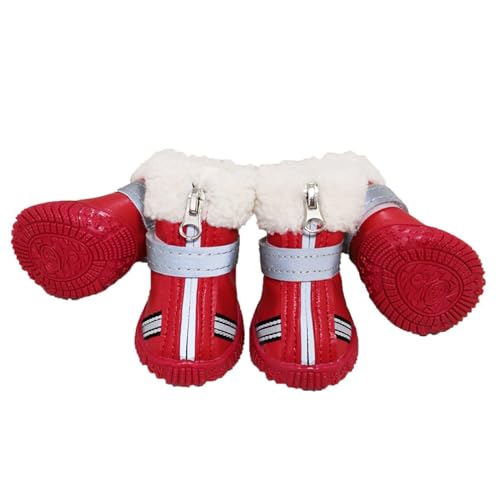 FANSU Hundeschuhe 4 Stück, Hundeschuhe Pfotenschutz Hunde Schuhe Outdoor Laufen Hundeschuhe Winter, Schuhe für Hunde Rutschfester für Kleine, Mittlere Hunde (XS,Rot) von FANSU