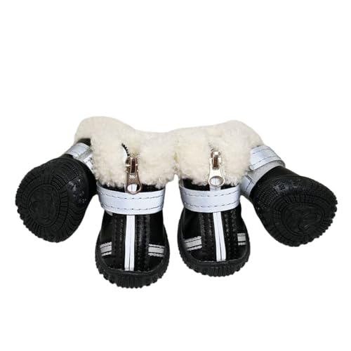 FANSU Hundeschuhe 4 Stück, Pfotenschutz Schuhe für Outdoor Laufen Winter, Rutschfester für Kleine, Mittlere Hunde (XS, Schwarz) von FANSU