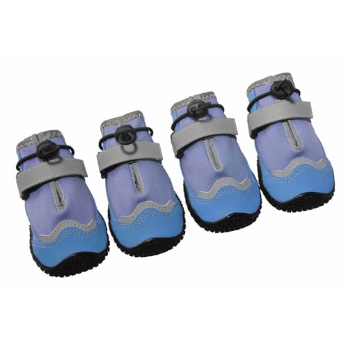 FANSU Hundeschuhe 4 Stück, Hundeschuhe Pfotenschutz Hunde Schuhe Outdoor Laufen Hundeschuhe Winter, Schuhe für Hunde Rutschfester für Kleine (4XL,Blau) von FANSU