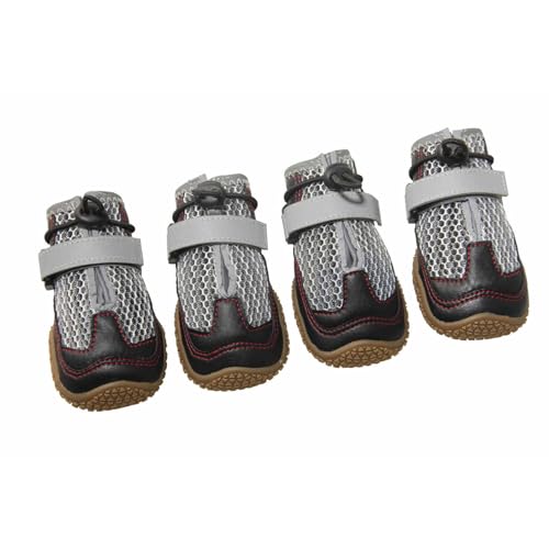 FANSU Hundeschuhe 4 Stück, Hundeschuhe Pfotenschutz Hunde Schuhe Outdoor Laufen Hundeschuhe Winter, Schuhe für Hunde Rutschfester für Kleine (4XL,Grau) von FANSU