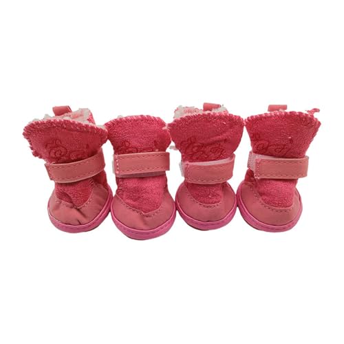 FANSU Hundeschuhe 4 Stück, Hundeschuhe Pfotenschutz Hunde Schuhe Outdoor Laufen Hundeschuhe Winter, Schuhe für Hunde Rutschfester für Kleine (S,Rosa) von FANSU