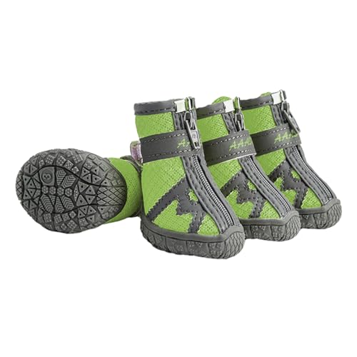 FANSU Hundeschuhe 4 Stück, Hundeschuhe Pfotenschutz Hunde Schuhe Outdoor Laufen Hundeschuhe Winter, Schuhe für Hunde Rutschfester für Kleine und Mittlere Hunde (L,1703 Grün) von FANSU